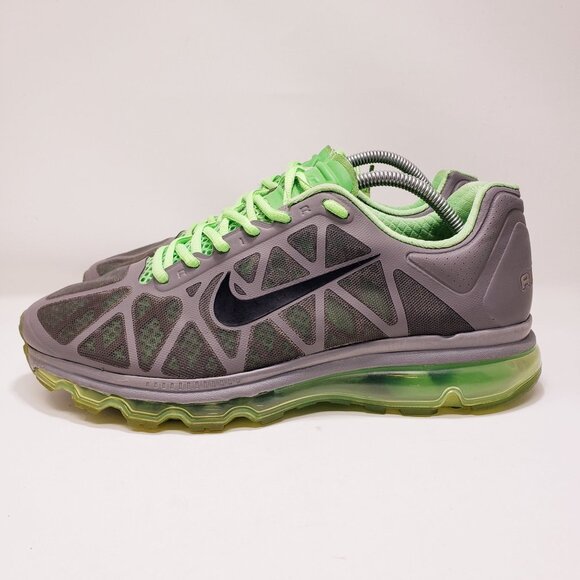 Nike Air Max+ 2011 Cool Grey Neon Lime mens 10 - Picture 2 of 10